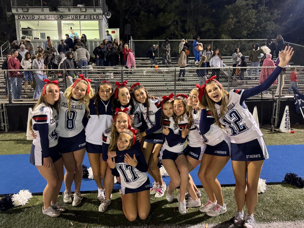 The girls posing for a photo after the best senior night!